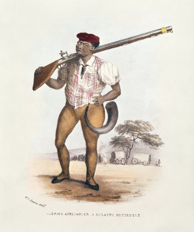 Andries Africander, ein Mulatten-Hottentotte, Illustration aus Wild Sports of South Africa, von W.C. Harris, 1841 von William Cornwallis Harris